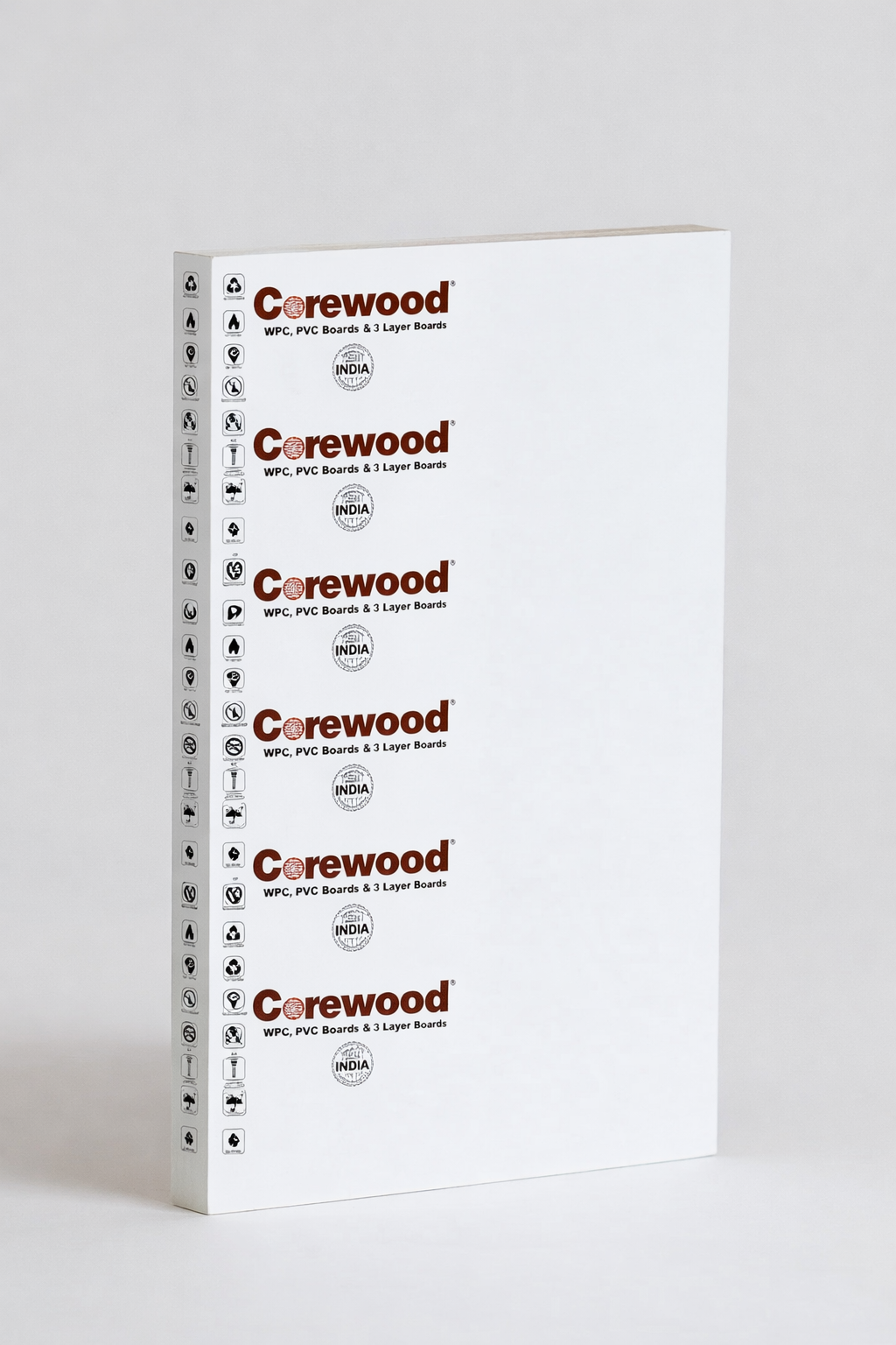 Corewood PVC foam boards for modular kitchens, bathrooms, partitions, and interior and exterior applications with 100% waterproof performance.